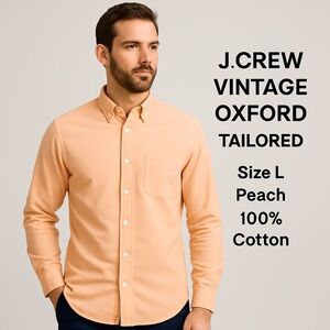 J.Crew Vintage Oxford Tailored Shirt – Size L – Peach – 100% Cotton
